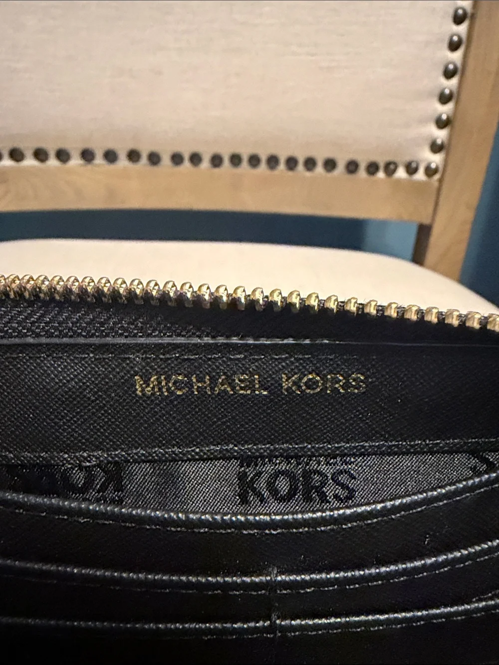 Michael Kors Black Pebbled Leather Zip-Around Wallet
